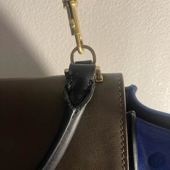 Authentic Celine trapeze crossbody hand bag Black and Blue Leather Bag - Picture 11 of 14